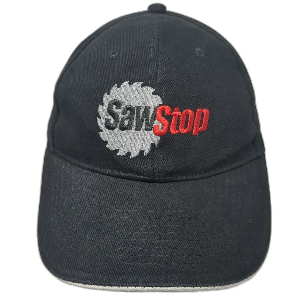 SawStop Baseball Cap Black One Size Strapback Embroidered Sandwich Bill Tool Hat